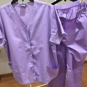 Scrub Set-Short sleeve buttom up women's scrub top and matching bottoms